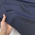 Ткань костюмная шерсть тонкая итальянская синяя в полоску