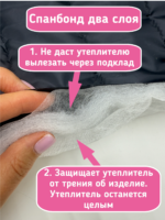 Подкладочная ткань стеганая на синтепоне черного цвета — изображение 4