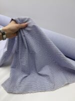 Рубашечная ткань в мелкую полоску хлопок синяя — изображение 4