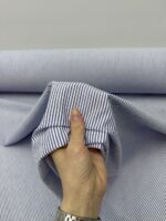 Рубашечная ткань в мелкую полоску хлопок синяя — изображение 8